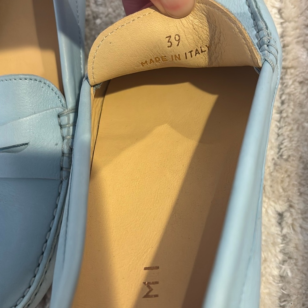 M. Gemi Light Blue Leather Loafers - Picture 3 of 7